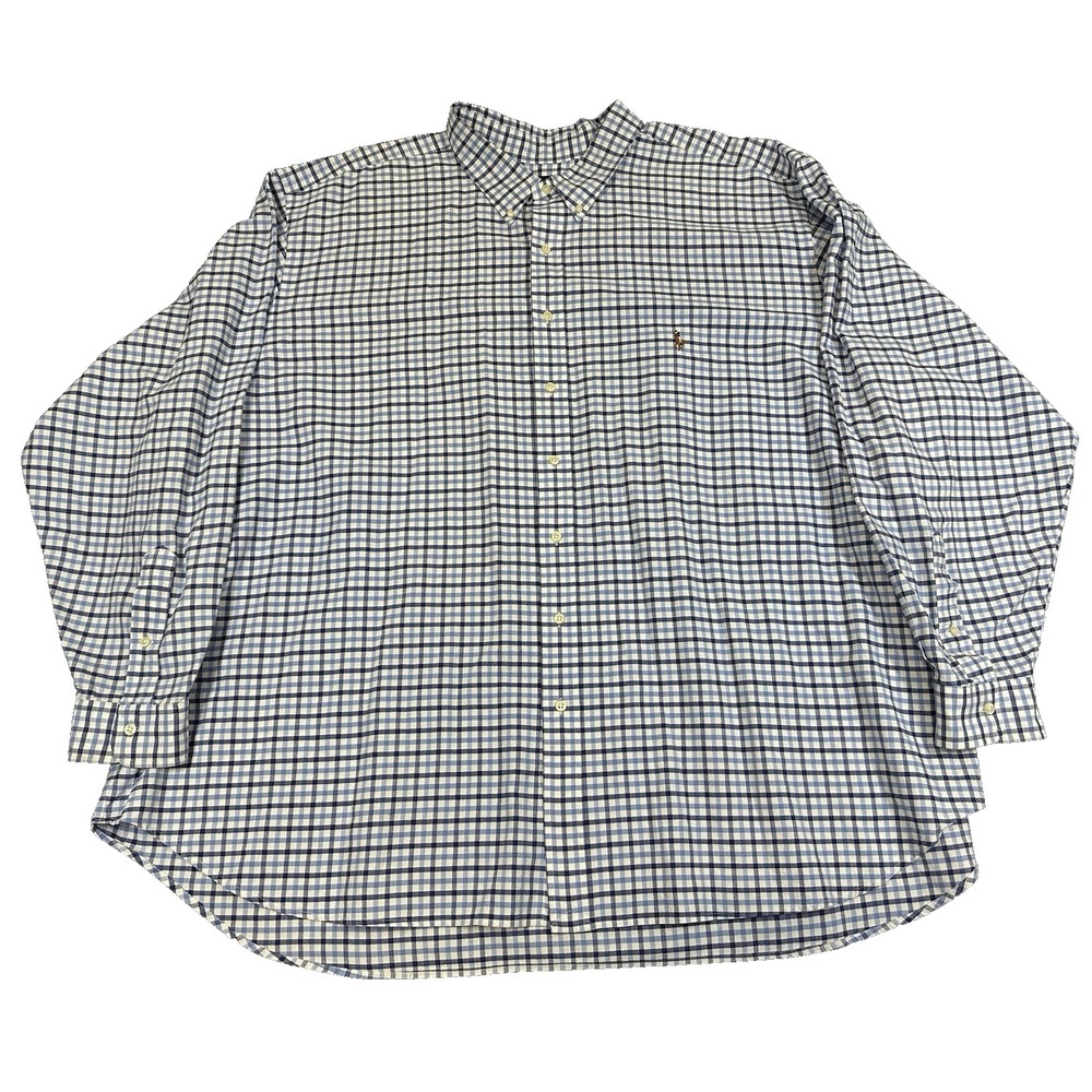 Ralph Lauren Dress Shirt Mens Size 5XB Blue Button Up Long Sleeve Flesh Pony